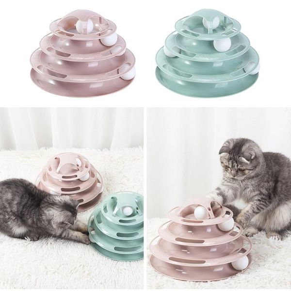 

cat toys 4 levels toy training playing fun amusement plate kitten tower tracks disc interactive intelligence develop pets products