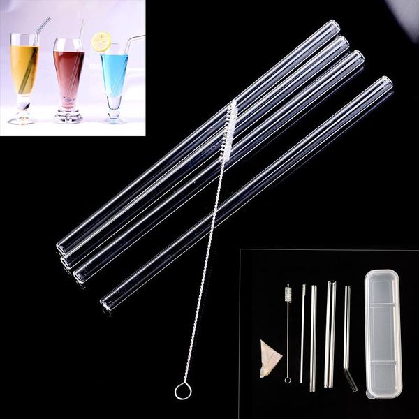 

drinking straws a/b style reusable glass for juice milk tea heat-resistant environmental tube with brush bar party supplies
