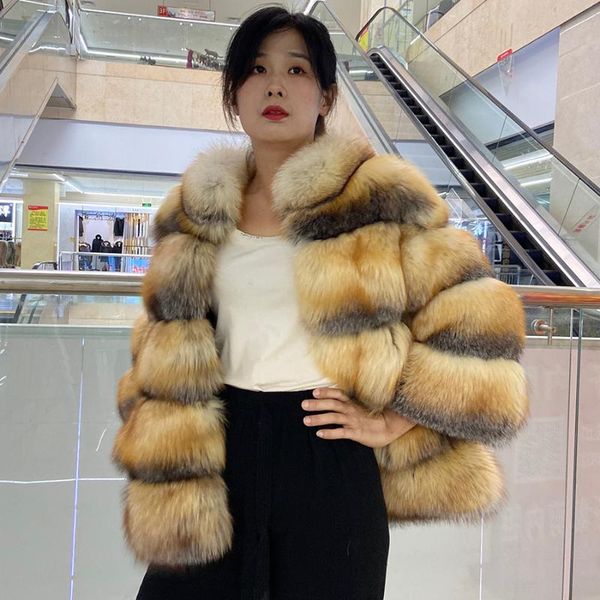 

women's fur & faux coat women real jacket winter warm thick plus size custom female luxury outwearfox jack, Black