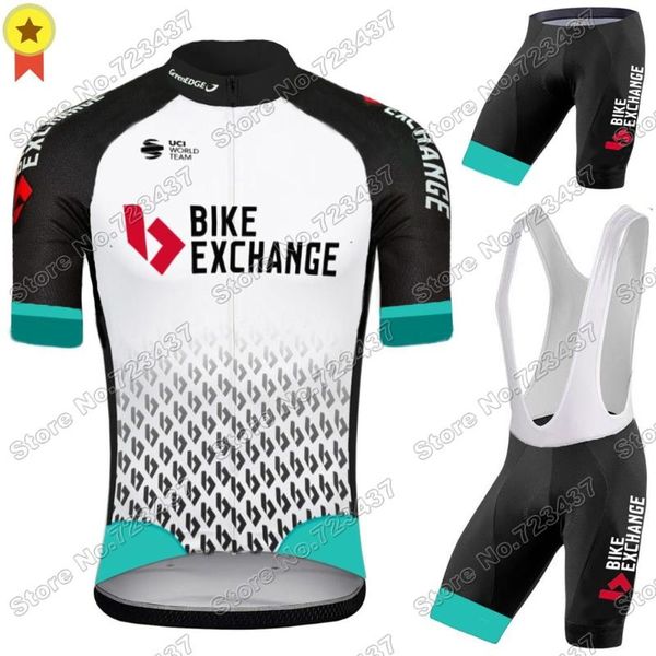 

team bike exchange cycling jersey set men clothing summer race road suit bicycle bib shorts mtb maillot racing sets, Black;blue