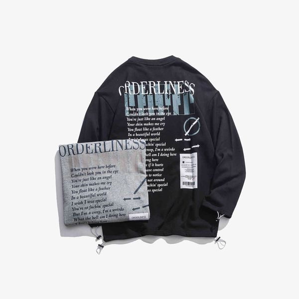 

hoodies fashion fleece 2021 autumn back letter print men's sweater, Black