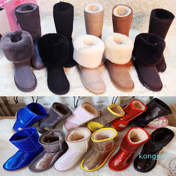 

designer- classic ladies snow boots short mini knee tall fashion womens winter and keep warm boot fur furry fluffy booties 34-45, Black