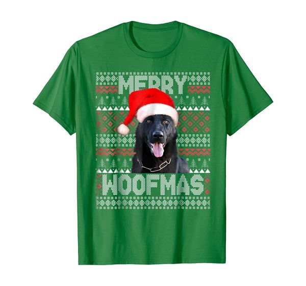 

merry woofmas cute black german shepherd with santa hat, White;black