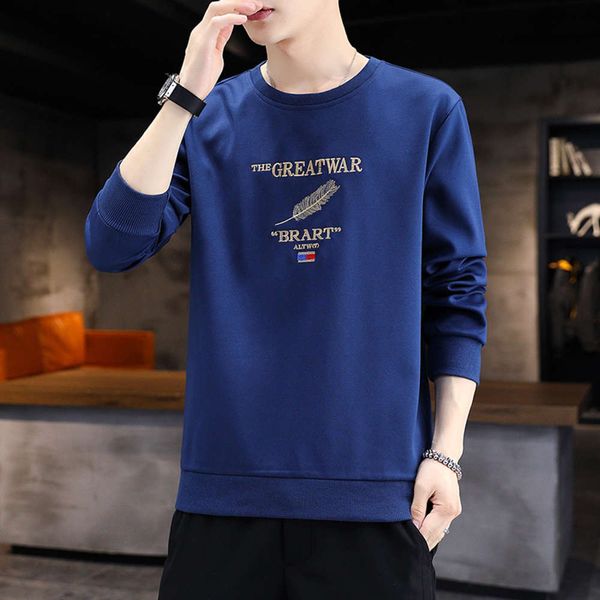

spring and autumn fashion youth round neck sweater handsome casual wear, Black