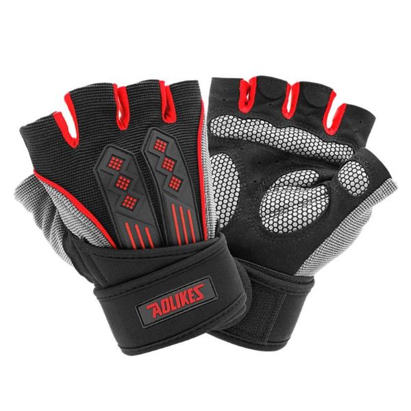 

cycling gloves 1 pair half finger protective handwear gym fitness outdoor bike riding sportswear, Black