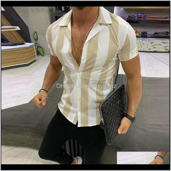 

shirts clothing apparel drop delivery summer fashion striped 2021 luxury mens slim fit shirt short sleeve stylish formal casual tee blus, White;black