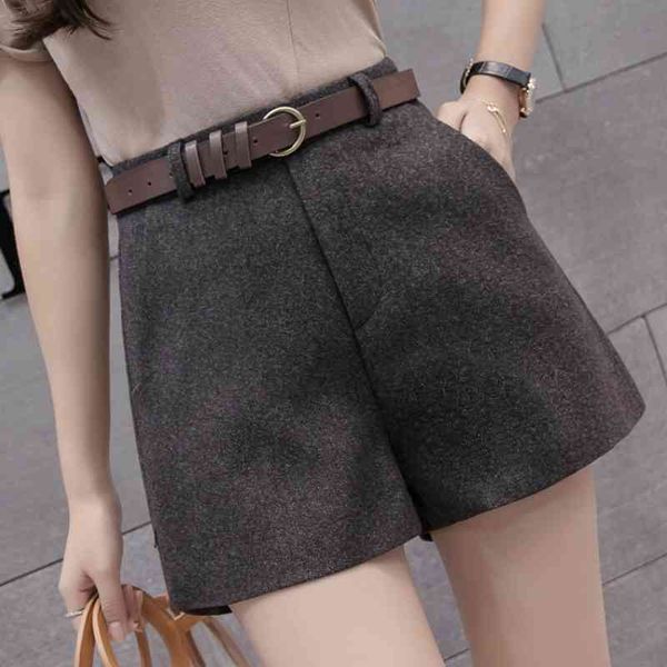 

fashion women shorts winter high waist shorts for women short feminino elegant solid black shorts women wide leg short c407 210602, White;black