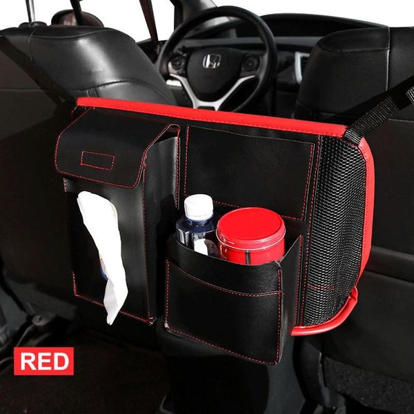 

car organizer multi-pocket faux leather seat back storage bag phone towel cup