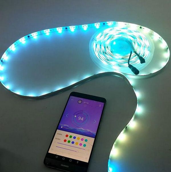 

bluetooth mobile control rgb led strip digital light tape waterproof rainbown burst 12v 5m modules