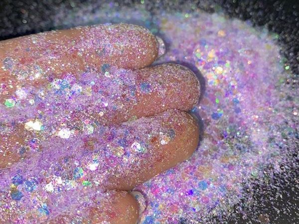 

nail glitter 50g/bag mix size art opal glitters powder symphony flake illusory color nails manicure design decorations #t103(6), Silver;gold