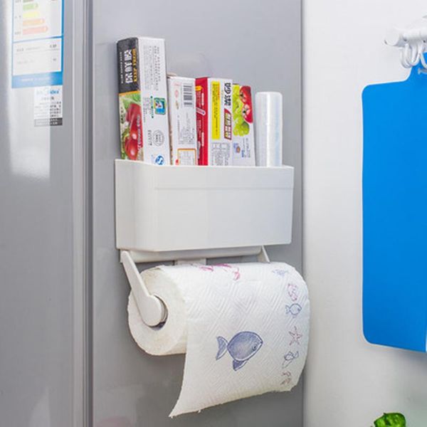 

multifunction wall mounted toilet paper holder kitchen towel storage box plastic wrap roll rack bathroom accessories holders