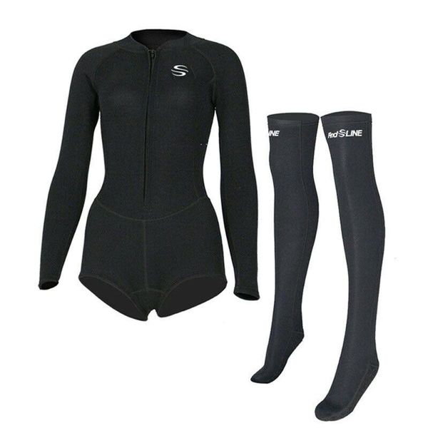 

swim wear women swimwear wetsuit diving bikini 2mm neoprene long sleeve surfing socks warm quick-drying zipper suit