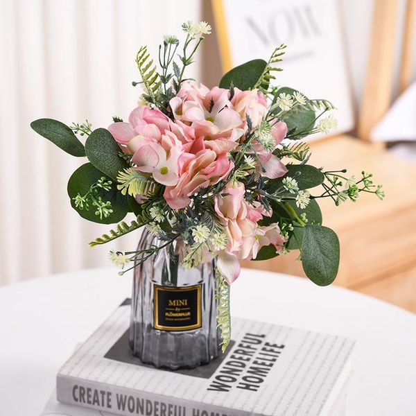 

decorative flowers & wreaths hydrangea artificial various silk rose bouquets peony vintage bride family wedding holding fake