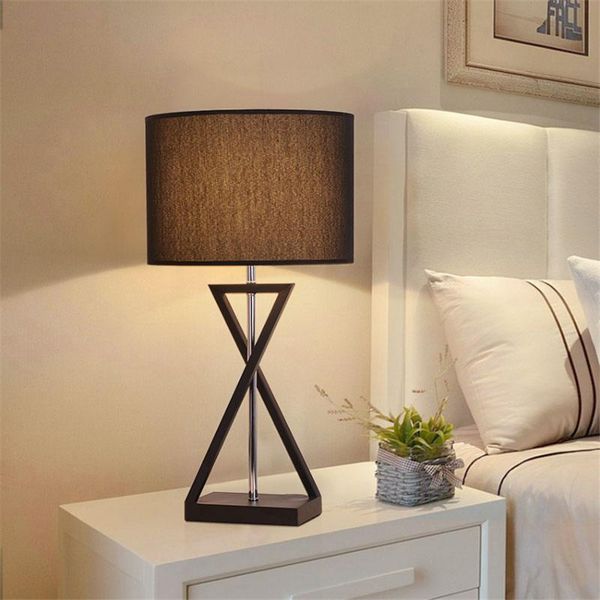 

table lamps nordic american bedroom for living room bedside iron fabric shade study desk lights wedding decorative fixtures