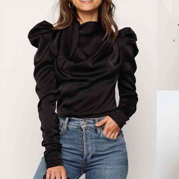 

fashion satin bow neck women blouses long sleeve elegant office lady blusas s xl, White