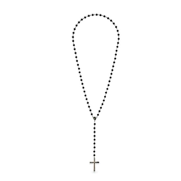 

chains gothic cross black bead necklace for women men clothing chain punk hip hop street halloween gift jewelry wholesale, Silver