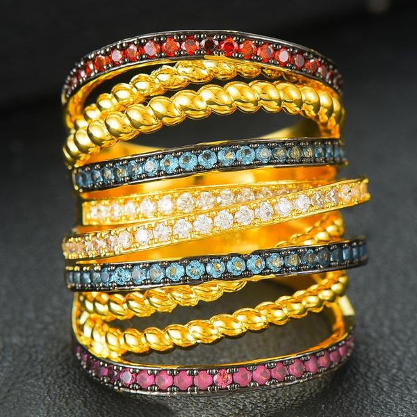 

wedding rings dubai morocco wide lines trendy ring for women full cubic zircon finger beads charm bohemian beach jewelry, Slivery;golden