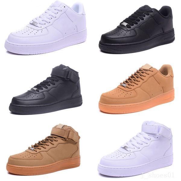 

2021 classic low one mens shoes fashion all white black brown solid womens high skateboard trainers sneakers