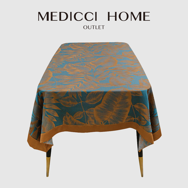 

table cloth medicci home modern simple light luxury lake blue orange banana tree leaves jacquard rectangle tablecloth 140x240cm