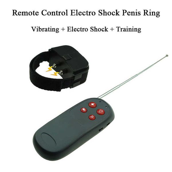 Estim anel peniano de controle remoto adulto brinquedos sexuais para homens, choque elétrico anel peniano vibratório cinto de castidade choque escrotal masculino S0824