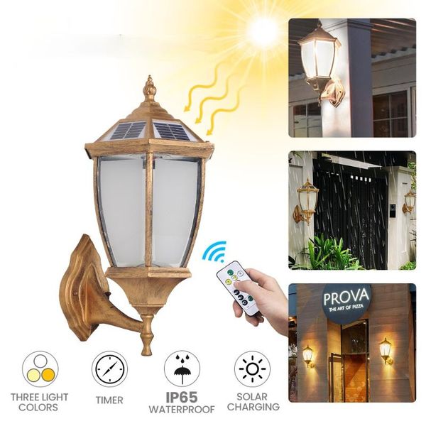 

outdoor wall lamps solar light retro three-color led source garden villa lighting ip65 waterproof street