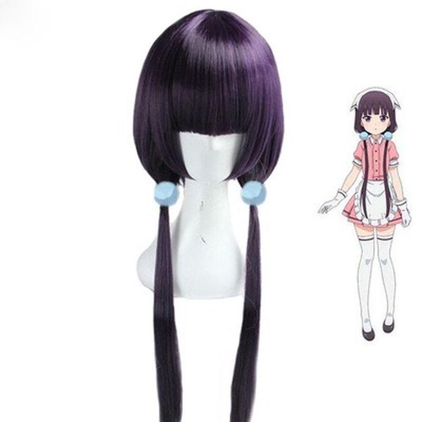 

other event & party supplies anime wig cosplay fashion dark purple gradient short hair lengthened thin braid halloween synthetic heat-resist