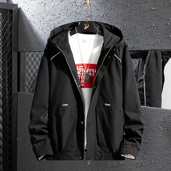 

men's jackets fashion oversize plus fat hooded jacket spring and autumn loose all-match windbreaker men zip up hoodie m-8xl, Black;brown