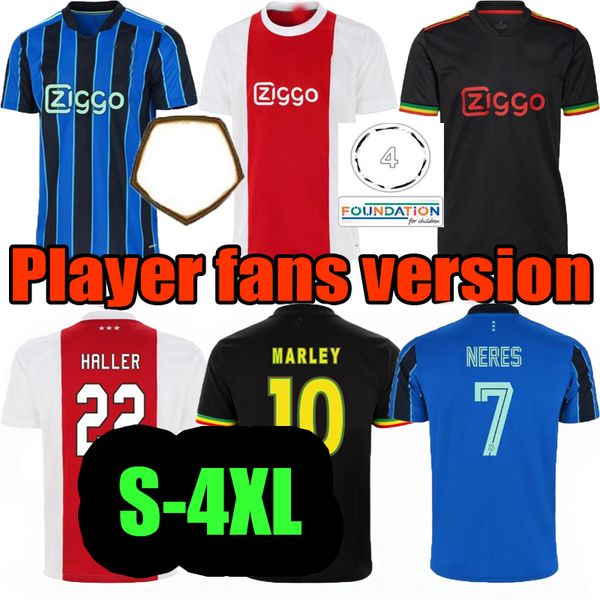 

thailand men 21 22 tadic berghuis gravenberch soccer jersey player fans version amsterdam promes haller neres klaassen 2021 2022 ajaxes foo, Black;yellow