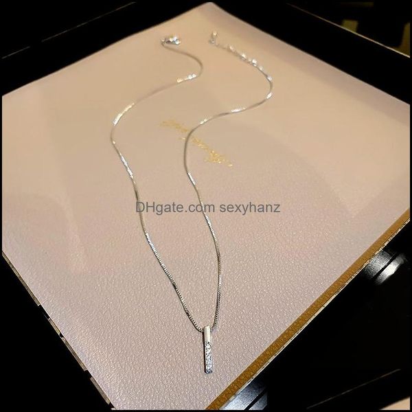 

pendant necklaces & pendants jewelry sier chain clavicle necklace ins style mirco insert crystal rhinestone diamond bar drop delivery 2021 y, Silver