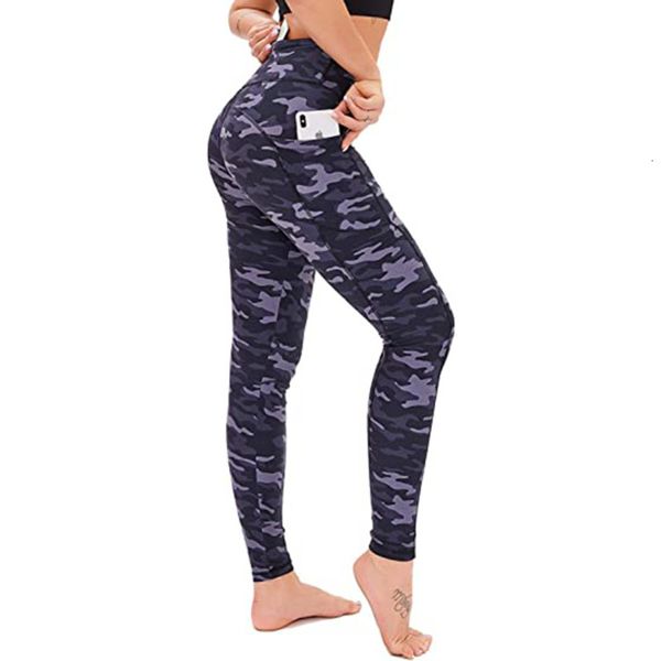 

high printed women's waist tight yoga suit camouflage sports fitness pants, Gray