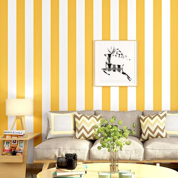 

wallpapers vertical stripes wallpaper modern minimalist nordic style bedroom white and yellow restaurant el tv background wall