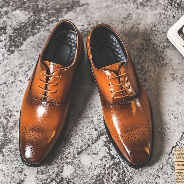 

dress shoes men gentleman british business paty leather wedding flats oxfords formal, Black