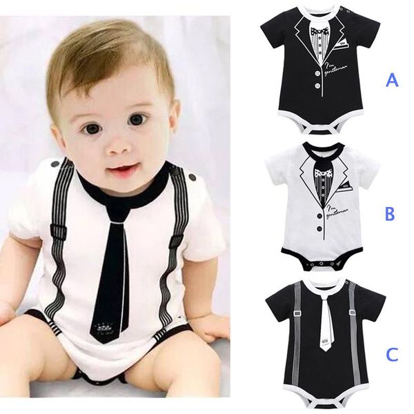 

clothing sets 2pcs baby boys formal jumpsuit infant gentleman party suit short sleeve out, White
