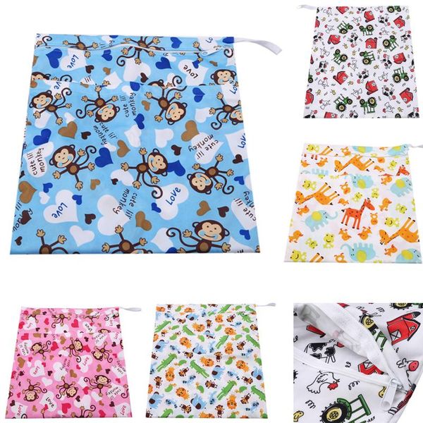

reusable waterproof fashion prints wet dry diaper bag zipper cloth handle wetbags cover wetbag 36*30cm wholesale bags
