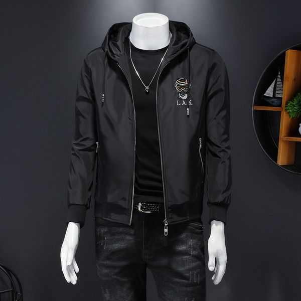 

the fine fleece hoodies 2021 spring men's hooded jacket fashion slim trend young man, Black