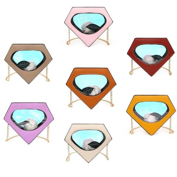 

duffel bags 50ld diamond shape fashion chain shoulder bag for women casual girls holographic clutch cute cartoon purses handbags crossbody