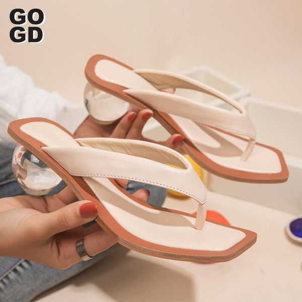 

sandals [gogd]in the summer of 2021 spot green circle slippers with cool woman big pinch code 41 women high heels, Black