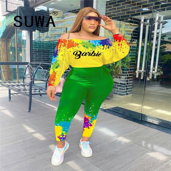 

women sport tracksuit wholesale plus size clothing two piece lounge set long sleeve sweatshirt + tie dye leggings pants 210525, White