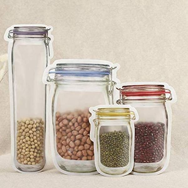 

storage bags 120 pack mason jar bottles seal zipper sealed bag fresh food nuts candy cookies reusable