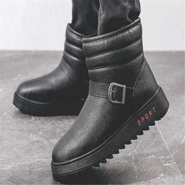 

boots snow keep warm flock ankle lovers light cotton shoes winter men zapatos de hombre non-slip fur boot size 40-451 3wz2, Black