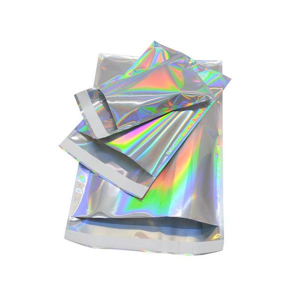 

wholesale laser self sealing plastic envelopes mailing storage bags holographic gift jewelry poly adhesive courier packaging bag wrap