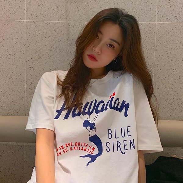 

print t shirt womens short sleeve vintage t-shirt women's, White