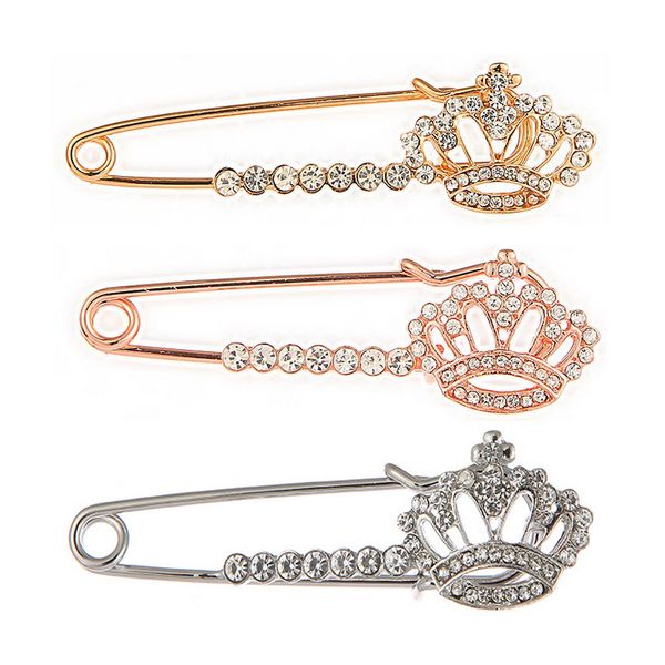 Donne Crystal Crown Brooch Suit Vestito Pin Silver Gold Rosegold Moda Gioielli Accessori per il partito regalo