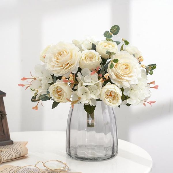 

decorative flowers & wreaths artificial for home autumn bouquet mousse peony fake flower beautiful hydrangea roses wedding deco