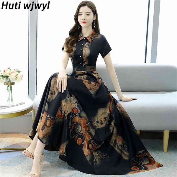 

summer print vintage maxi dresses 3xl plus size boho beach sundress elegant women bodycon party black vestidos 210528, Black;gray