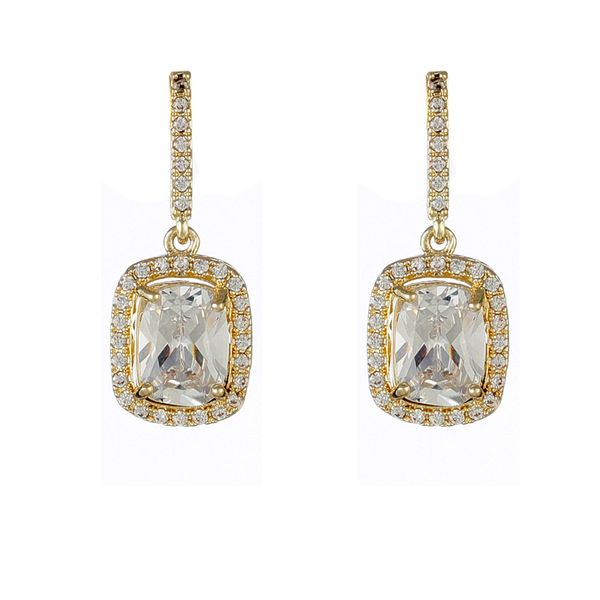 

simple charm diamond square crystal pendant earring jewelry for women, Silver