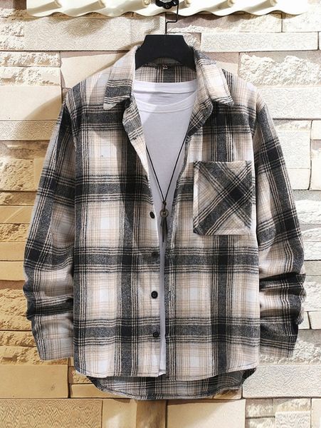 

men plaid pocket front overcoat e2bv#, Black;brown
