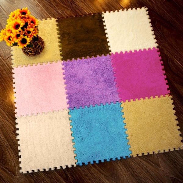 

cushion/decorative pillow 25x25cm kids carpet foam puzzle mat eva shaggy velvet baby eco floor 7 colors