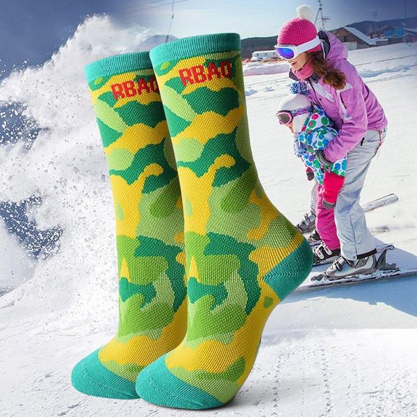 

sports socks children kids winter thermal ski thicken cotton warm towel bottom snowboarding cycling skiing hiking, Black