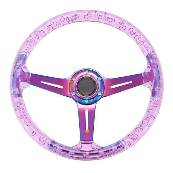 Volante da corsa in ABS trasparente rotondo da 34 cm con raggi in lega Deep Dish Molti colori tra cui scegliere